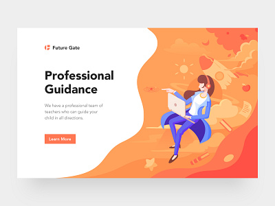 Education Webpage and Illustration book cloud design education illustration logo orange rocket star teacher ui web