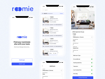 Roomie android app design apple design ios ios app design iphone 12 pro iphone x typography