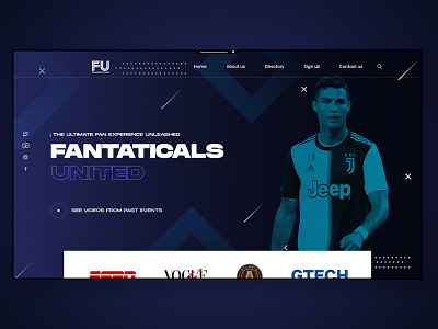 Fanaticals United Website Design art debut design football graphic design likes meetup minimal ronaldo sports ui website website concept website design websites