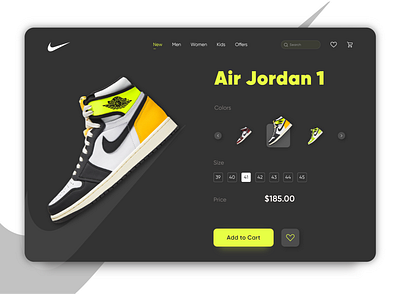 Nike Air Jordan 1 app ui cart ui dashboard ui desktop ui game ui header page hero section landing page product ui product view ui shoe ui ui ui design ui ux user experience user interface ux ux design website design website ui