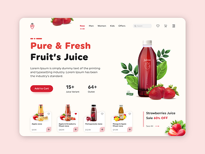 Web Header - MOJ Juice app ui dashboard ui design desktop ui fruit ui game ui gui hero section juice ui landing page ui ui designer user interface ux ux design web design web header web ui webpage website