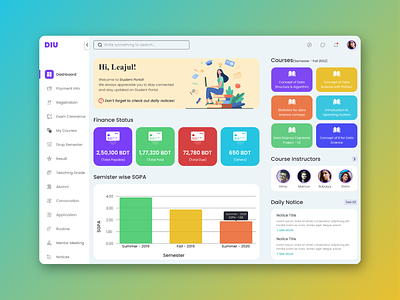 DIU Student Portal - Dashboard UI