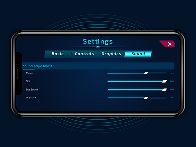 Mobile Game Settings Screen app ui simulator game ui