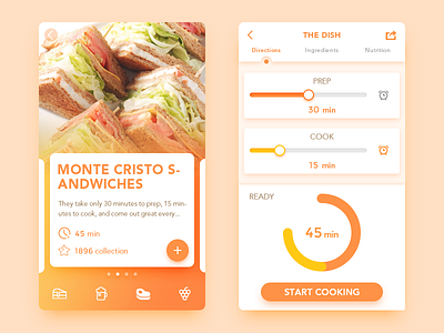 cooking App app card cooking food ui ux