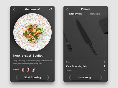 Cooking app app cooking food kitchenware ui