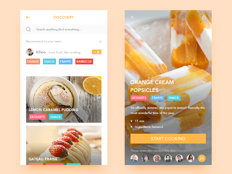 Delicious food App by Ink Glow on Dribbble