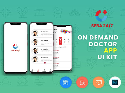 Seba 24/7 on Demand Doctor App UI pharmacy app ui