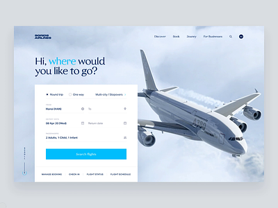 Airline responsive web airline airplane animation clean clear elegant light minimal motion simple ui ux website
