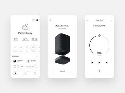 Smart home app concept clean elegant light minimal simple smarthome speaker ui ux