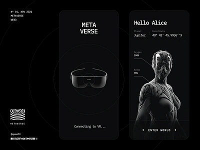 Connect to #metaverse black clean dark elegant metaverse minimal mobile