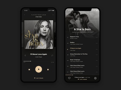 001 Daily UI Challenge for 100 days: Music App Concept. album black clear daily daily 100 dark design dribbble elegant film grey hello minimal music play simple sketch song ui ux uidesign