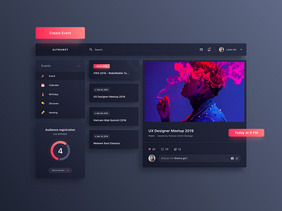 023/100 Daily UI: Event Dark Mode clean clear dark dashboard dribbble elegant minimal simple sketch ui ux