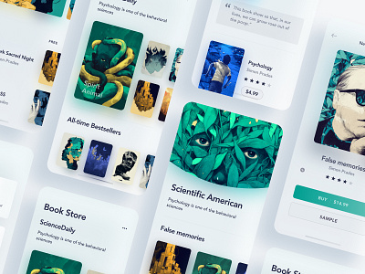 032/100 Daily UI: Book App Showcase app book clean clear daily 100 dribbble elegant illustration minimal simple sketch store ui ux uidesign