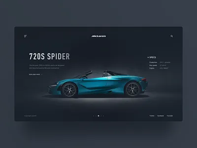 041/100 Daily UI : McLaren 720S Spider Intro car clean clear daily 100 dark dribbble elegant landing page minimal simple sketch slider ui ux