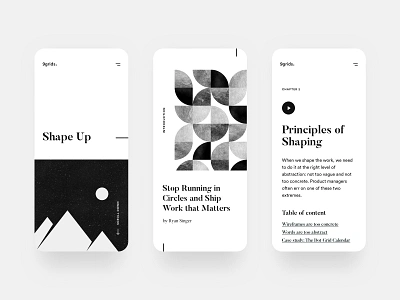 Shape Up. app clean clear elegant minimal mobile product design simple ui ux white