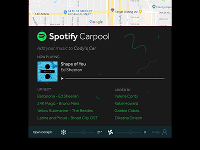 Daily UI #034: Car Interface. car interface dailyui music sharing