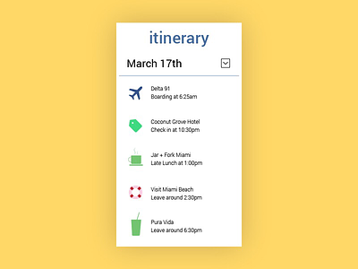 Daily UI #079: Itinerary. dailyui itinerary