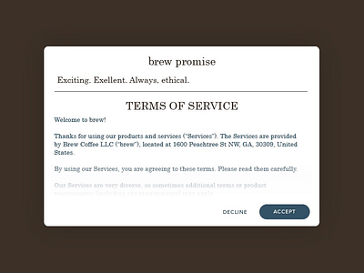 Daily UI #089: Terms of service. dailyui terms of service