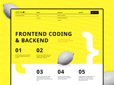 Concept for developers company agency agency website branding coding concept concept design design develop lemon swiss swiss design ui web webdesign website yellow