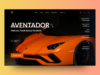 Lamborghini aventador landing page