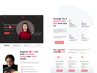 Home page of an Insurance company app design insurance company landing page ui ux website design