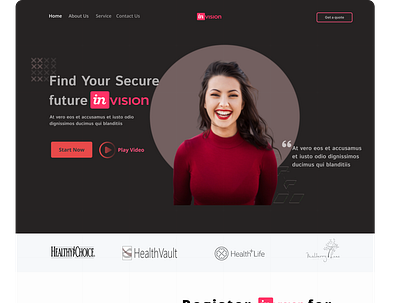 Home Page insurance company ui ui design ux ux design