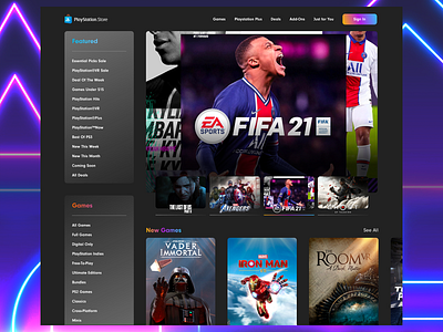 PlayStation Store | Redesign color concept design ea fifa game games homepage page playstation project redesign shot store ui ux web webdesign website