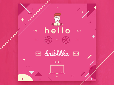 hello, dribbble first hello illustration shot
