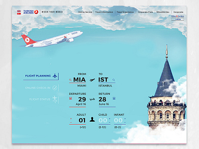 Turkish Airlines / Concept airlines airplane hello homepage modern project reservation shot ui ux web website