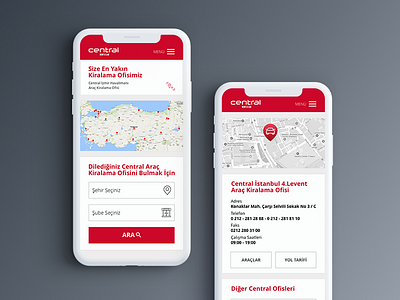 Central Car Rental - Search Screen app car central design location map mobile rent rental screen search ux