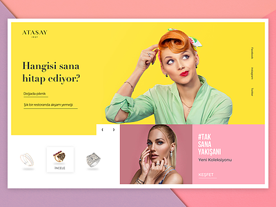 Landing Page diamond homepage jeweler landing page pink question ui ux website yellow
