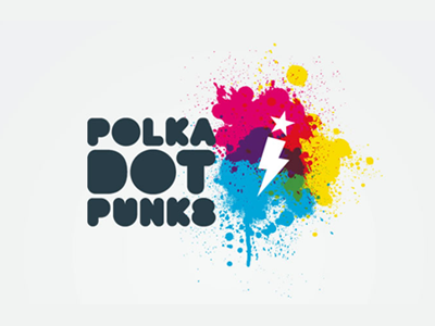 Polka Dot Punks baq rounded branding colour identity lightning bolt logo paint splash star typography
