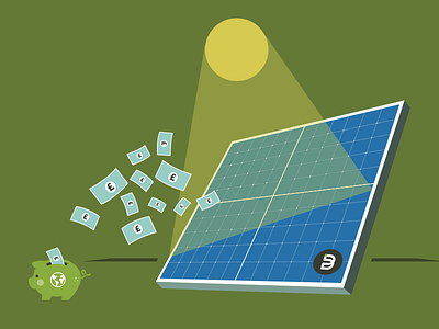 Solar Energy design green heat illustration money piggy bank sun
