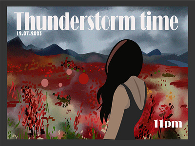 postcard girl postcard thunderstorm time