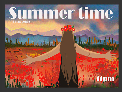 Summer time girl postcard summer time