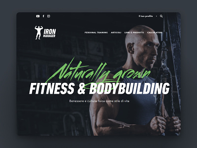 Ironmanager Homepage bodybuilding fitness typography ui web design