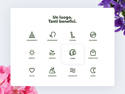 Giardino Segreto Benefici icons list typography ui