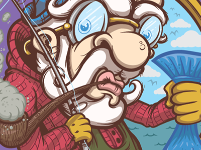 Catch of the Day beard fisherman flannel illustrator mustache ocean pipe