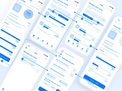 Goals management - wireflow goals hi fi high fidelity ios management ui ux wireflow wireframes