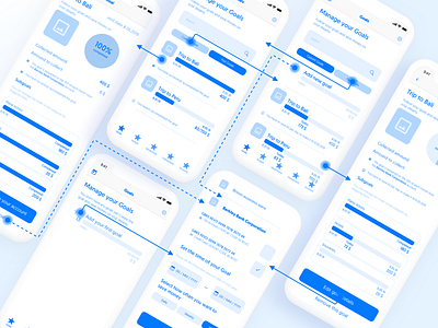 Goals management - wireflow goals hi fi high fidelity ios management ui ux wireflow wireframes