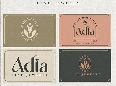 Business card logo variations for Adia Fine Jewelry Boutique branding design graphic design illustration logo typography vector