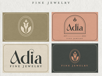 Business card logo variations for Adia Fine Jewelry Boutique