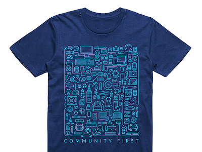 Massdrop "Community First" Shirt blue community icon pattern shirt swag tshirt