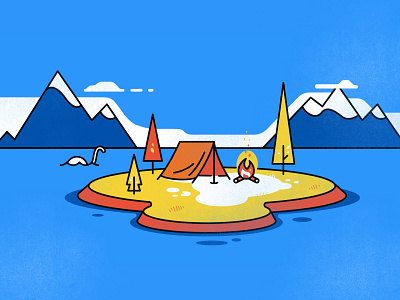 Camp bonfire camp camping design dinosaur illustration mount texture vector winter