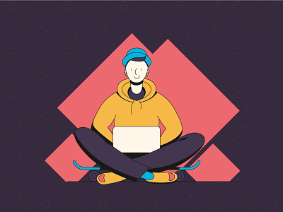 Freelancer on a skateboard 2d character design designer developer flat freelancer guy illustration skateboard vector