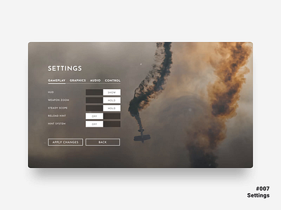 007 007 after affects dailyui game settings settings page ui