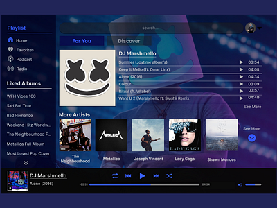 Home Page Music App for PC app design mobile app ui ux