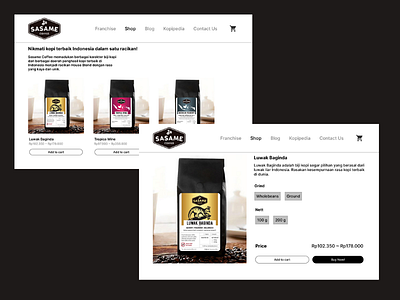 Web Design for Sasame Coffee branding ui ui design ux web design