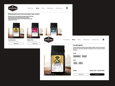 Web Design for Sasame Coffee