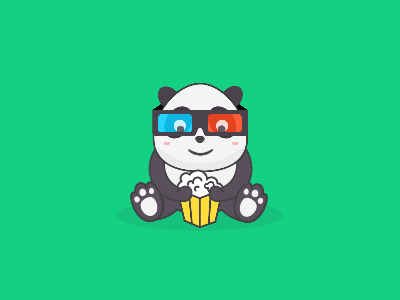 Animated Panda 3d glasses after effects animation cute gif icon little panda loop minimal motion panda popcorn
